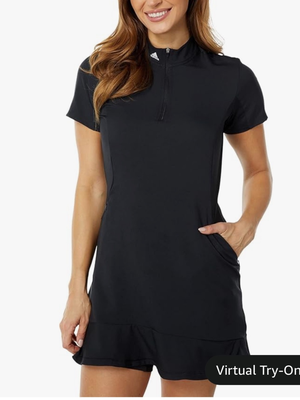 adidas Black Short-Sleeve Quarter-Zip Polo
